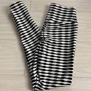 Black and white striped booty lifting leggings